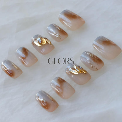 GLORS Purely Handmade Press On Nails | Mist Forest Gradient – Short Square, 10 pcs (SS)
