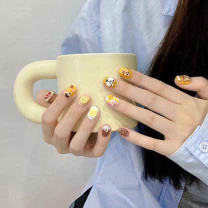 [GLORS] Purely Handmade Press On Nails | Cartoon Design, Short Square, 10 Pieces (XS-SS)