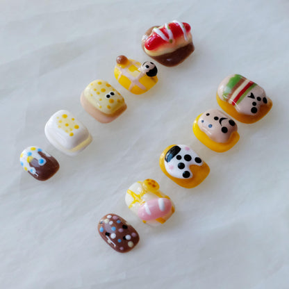 [GLORS] Purely Handmade Press On Nails | Cartoon Design, Short Square, 10 Pieces (XS-SS)