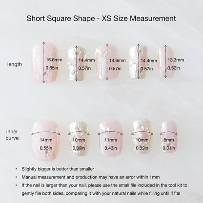 GLORS Purely Handmade Press On Nails - Pink Purple Cat-eye Buccilati Style | Short Square 10 Pcs (XS-SS)