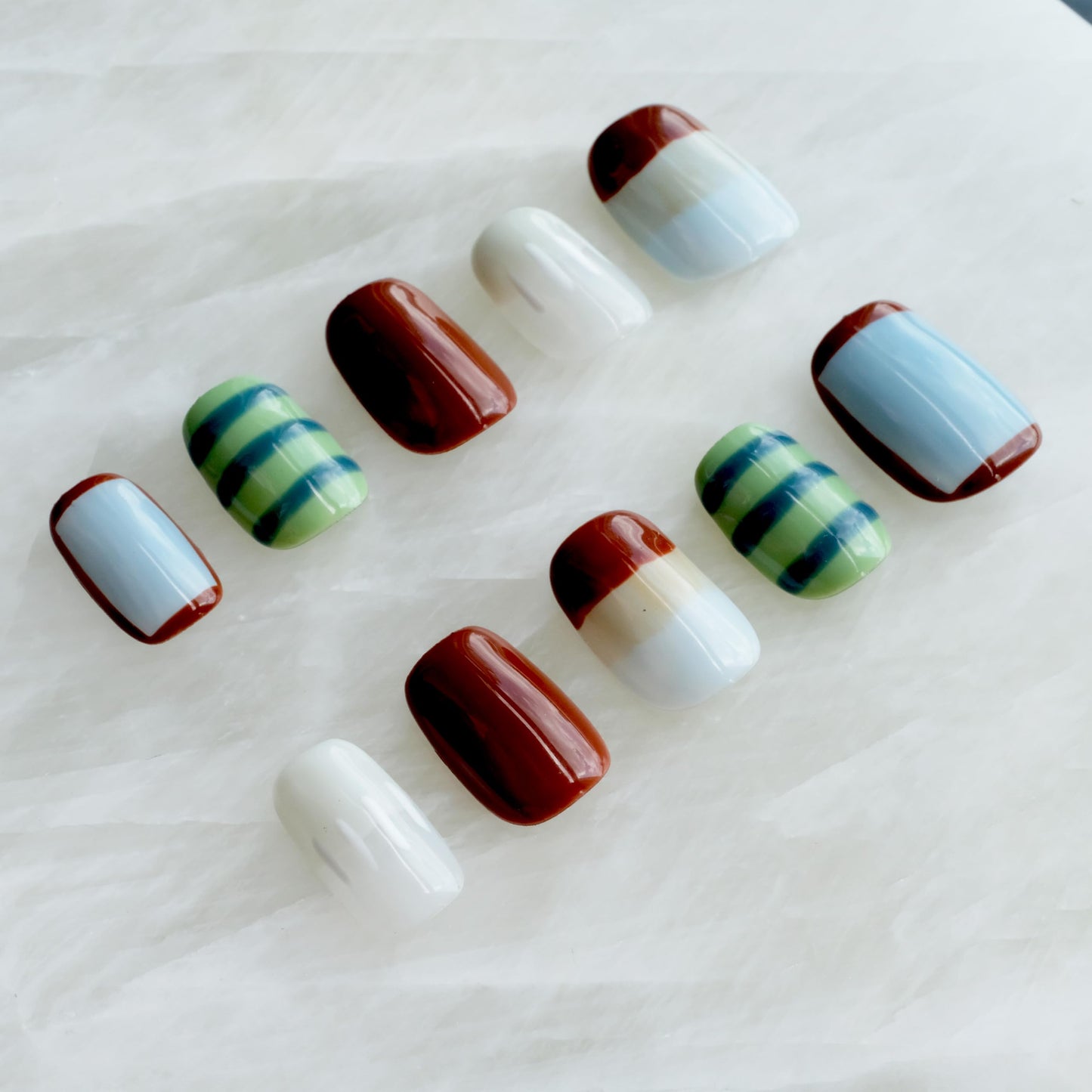 GLORS Purely Handmade Press On Nails – Short Square Kawaii Set | 10-Piece Salon Quality Nails (XS, SS)