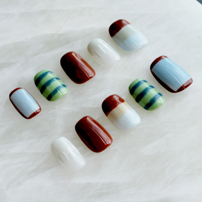 GLORS Purely Handmade Press On Nails – Short Square Kawaii Set | 10-Piece Salon Quality Nails (XS, SS)