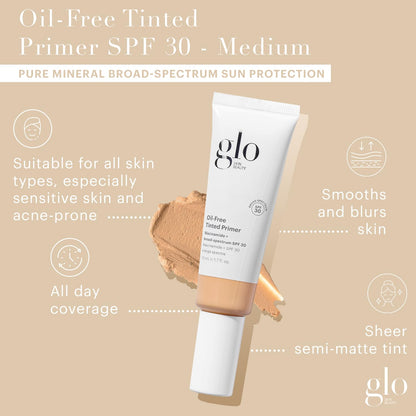 Glo Skin Beauty Oil-Free Tinted Primer SPF 30 – 4-in-1 Mineral Foundation Primer, Medium