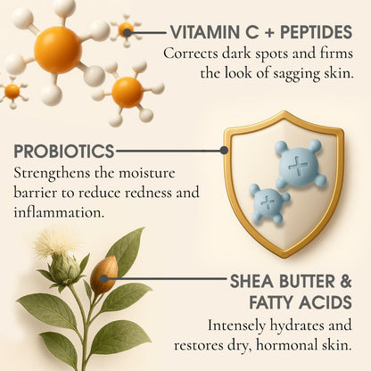 Glowbiotics Probiotic Multi-Brightening Cream - Dark Spot Corrector & Anti-Aging Moisturizer - 1.7 oz - Vitamin C & Peptides for Dry, Hormonal Skin