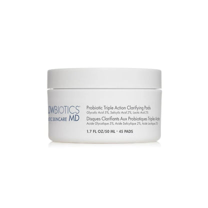 Glowbiotics Probiotic Triple Action Clarifying Pads – 5% Glycolic, 2% Lactic, 2% Salicylic, 60 Pads