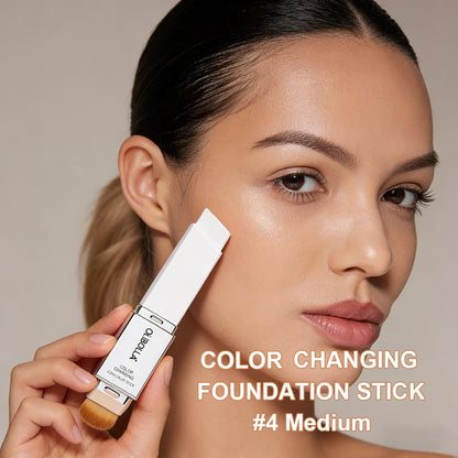 GLSFACE Color Changing Foundation Stick – Light to Medium Coverage, Matte Finish, Dual-Ended Brush, Waterproof