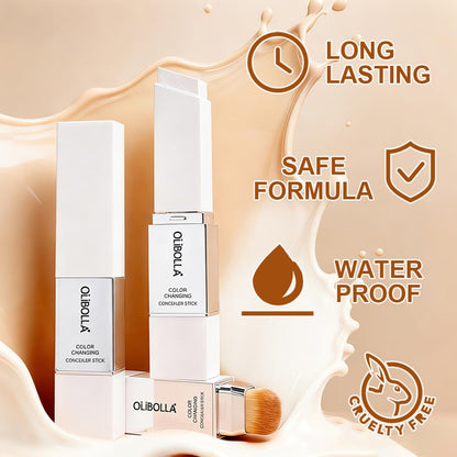 GLSFACE Color Changing Foundation Stick — Light to Medium, Matte Finish, Dual-Ended with Brush