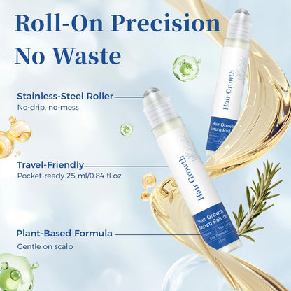 Gluvelessia Hair Growth Serum Roll-On with Rosemary + Saw Palmetto – Thicker Look (Pack of 2)