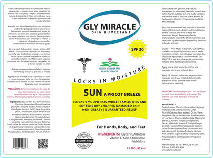 GLY MIRACLE SUN SPF30 Sunscreen Moisturizer – Hydration + Broad Spectrum SPF 30, Apricot Breeze, 16 oz