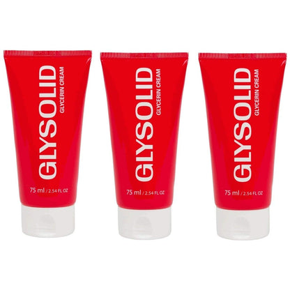 Glysolid Glycerin Skin Cream – Thick, Smooth, Silky Moisturizer for Hands, Feet, and Body | 2.54 fl oz Tube, 3-Pack