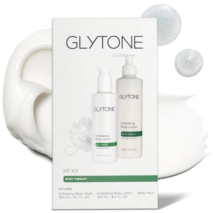 Glytone KP Kit – Exfoliating Body Wash, Glycolic Acid Lotion & Shower Pouf for Keratosis Pilaris