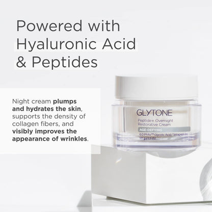 GLYTONE Peptide+ Overnight Restorative Cream – Fragrance-Free Night Moisturizer for Firm, Hydrated Skin