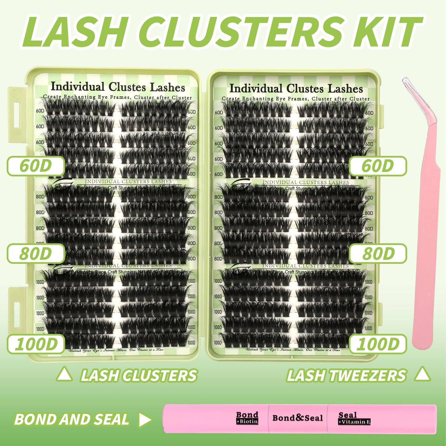 Gmagictobo Lash Clusters Kit – 520 Pcs Cat Eye D Curl Lashes, DIY Lash Extensions Kit