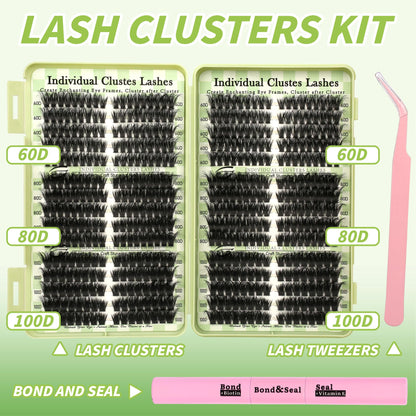 Gmagictobo Lash Clusters Kit – 520 Pcs Cat Eye D Curl Lashes, DIY Lash Extensions Kit