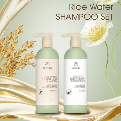 Gminds Rice Water Hair Growth Shampoo & Conditioner – 400ml Each | Biotin & Keratin | For Women & Men