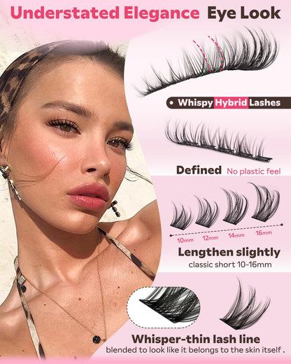 Goddvenus Wispy Lash Clusters Kit - Natural DIY Lashes (180pcs, 10-16mm, C Curl)