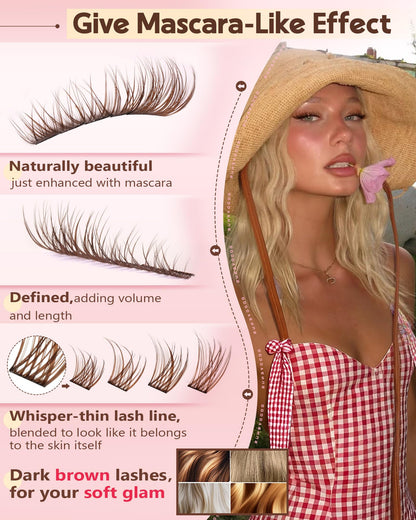 Goddvenus Brown Wispy Lash Clusters Kit | Natural DIY Lash Extensions with C Curl