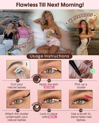 Goddvenus Brown Wispy Lash Clusters Kit | Natural DIY Lash Extensions with C Curl