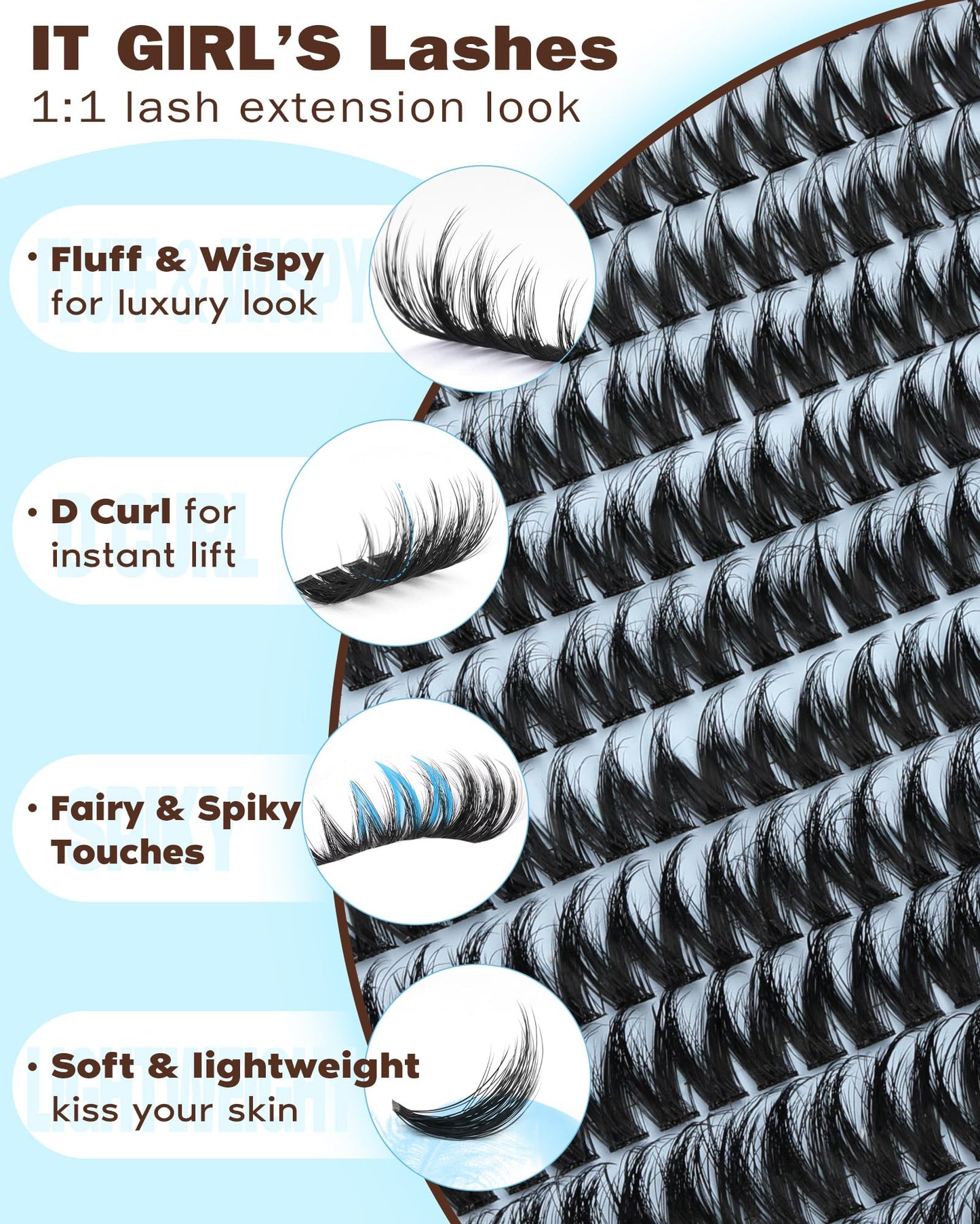 Goddvenus Fluffy Wispy Lash Clusters Kit – Lightweight DIY Eyelash Extensions