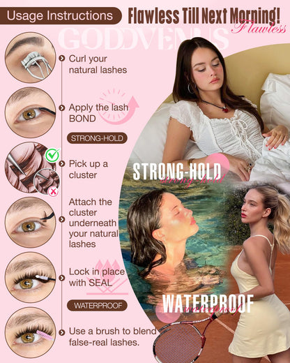 Goddvenus Brown Wispy Lash Clusters Kit – Manga Eyelashes, Natural Clusters, DIY Anime C Curl, Waterproof