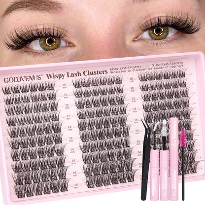 Goddvenus Wispy Lash Clusters Kit – DIY Lash Extensions, 10–16mm C Curl
