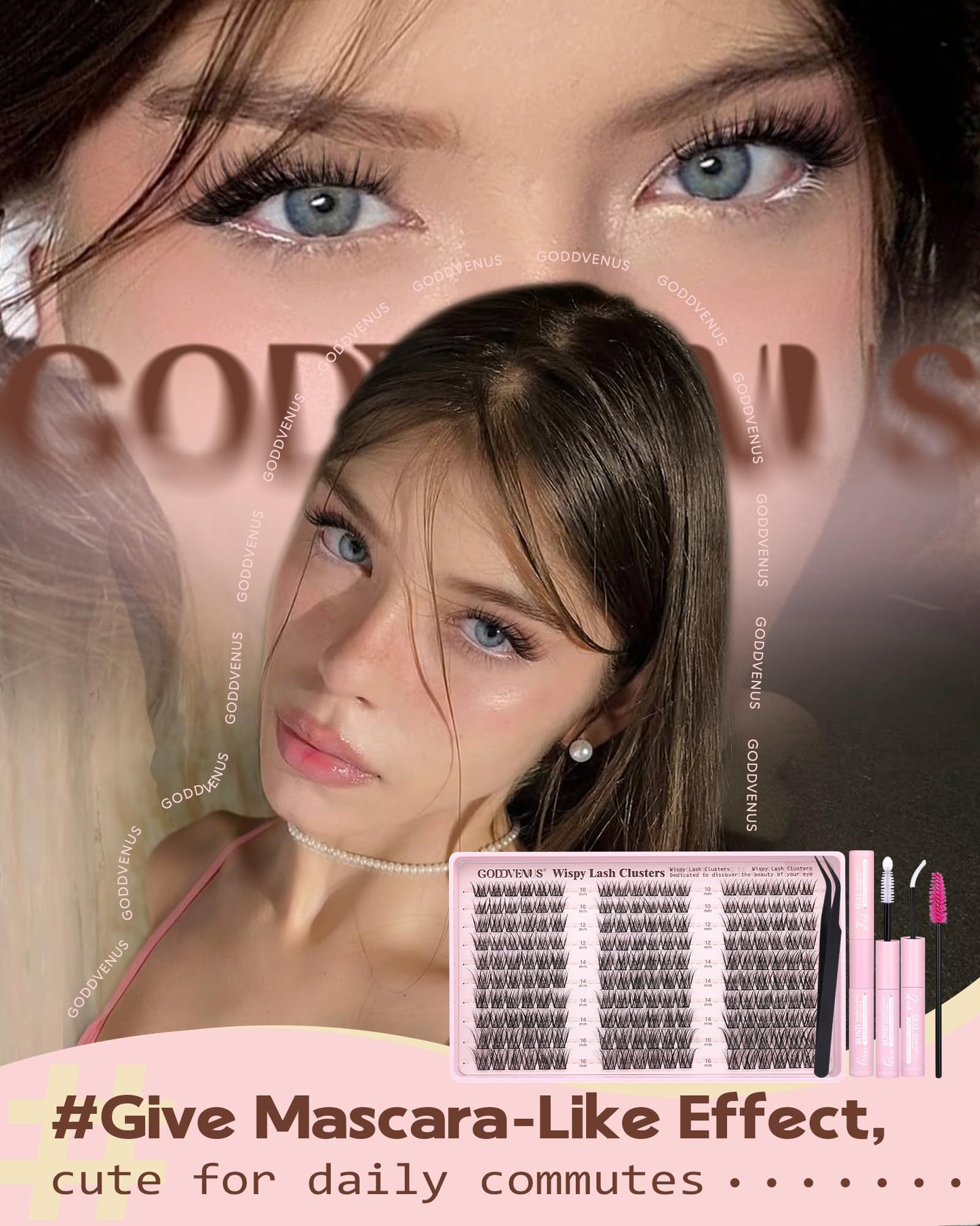 Goddvenus Wispy Lash Clusters Kit – DIY Lash Extensions, 10–16mm C Curl