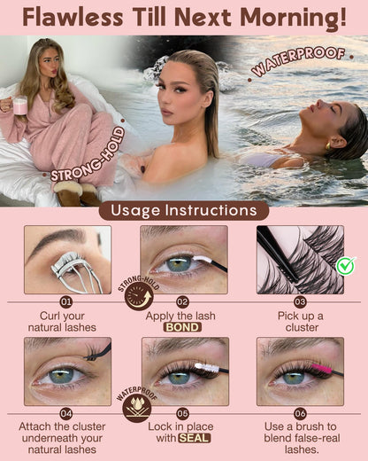 Goddvenus Wispy Lash Clusters Kit – DIY Lash Extensions, 10–16mm C Curl