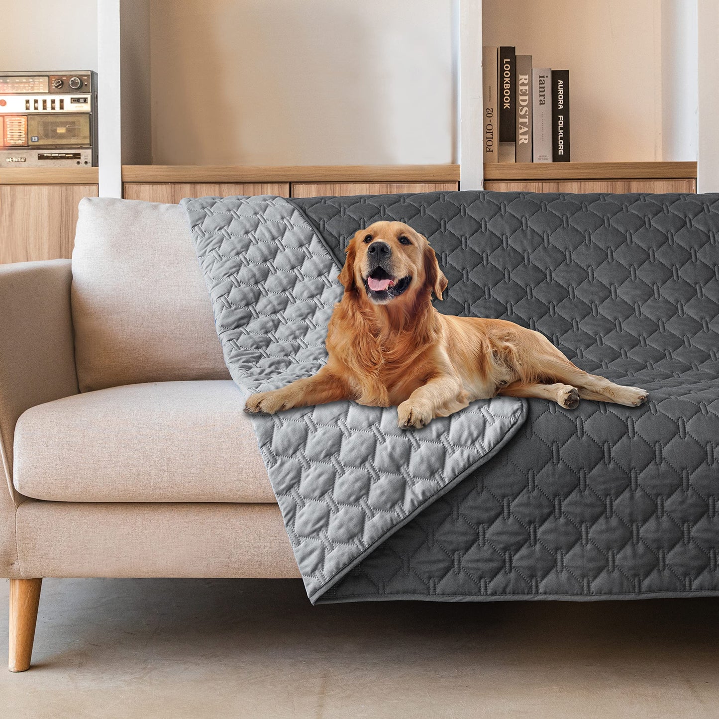 gogobunny 100% Double-Sided Waterproof Dog Bed Cover & Furniture Protector - Reversible Plaid (82x120 in)