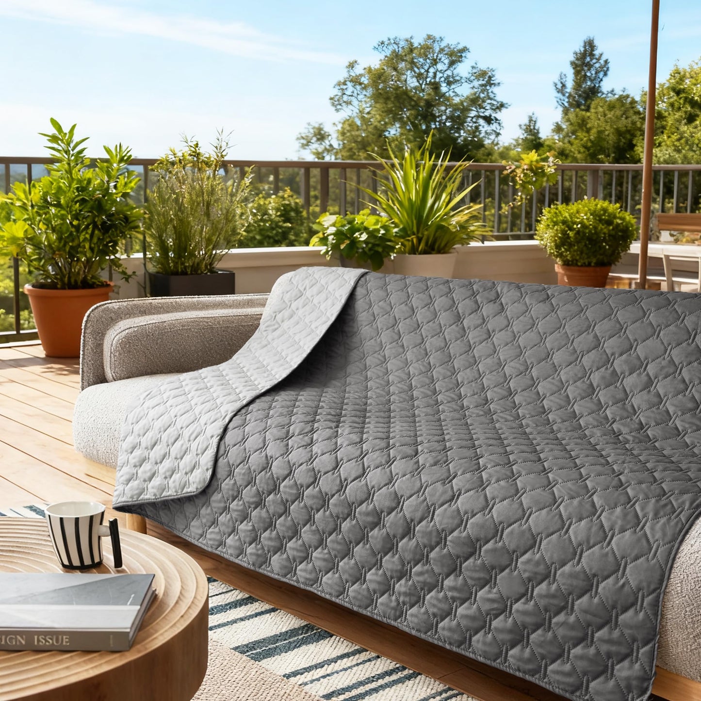 gogobunny 100% Double-Sided Waterproof Dog Bed Cover & Furniture Protector - Reversible Plaid (82x120 in)