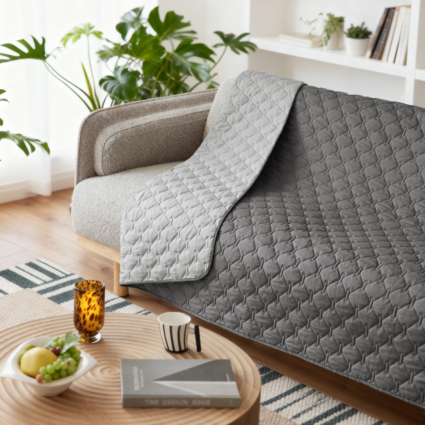 gogobunny 100% Double-Sided Waterproof Dog Bed Cover & Furniture Protector - Reversible Plaid (82x120 in)