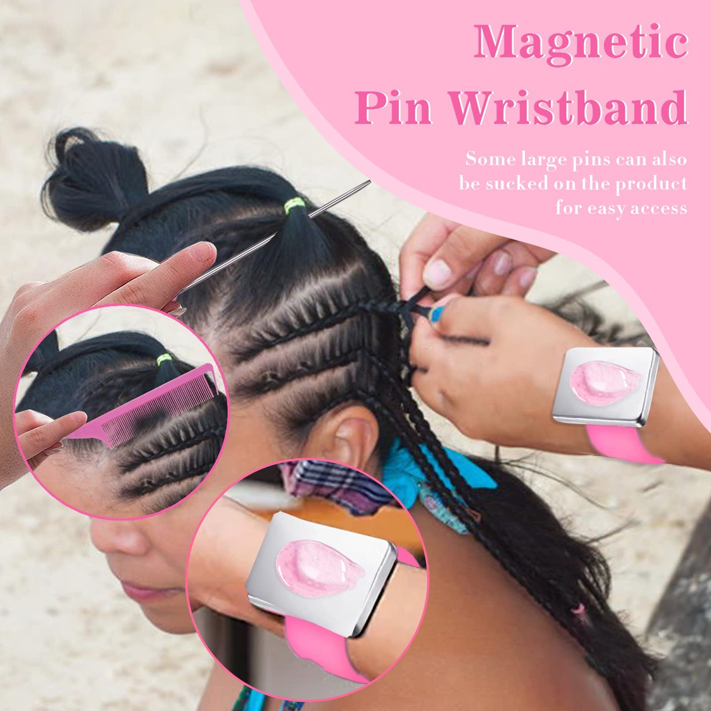 Goiple Strong Hold Braiding Gel for Twists, Locs & Edges – Includes Magnetic Pin Wristband & Braiding Tools