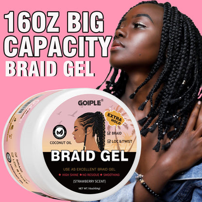 Goiple 16oz Big Capacity Braid Gel – Extra Hold, High Shine, No Flake Edge Control for Twists, Locs & Braids