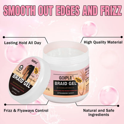 Goiple 16oz Big Capacity Braid Gel – Extra Hold, High Shine, No Flake Edge Control for Twists, Locs & Braids