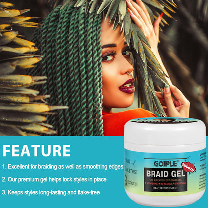 Goiple 16 oz Braiding Gel – Extra Hold for Twists, Locs & Braids, Tea Tree