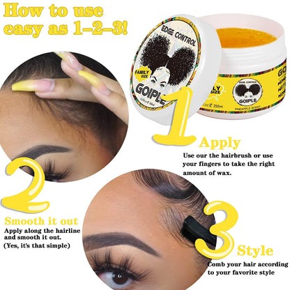 Goiple 8.25oz Edge Control Wax - Pineapple, Non-Greasy, Extreme Hold, Water-Based
