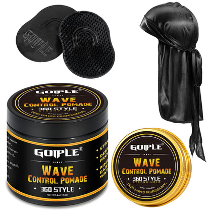 Goiple Natural Wave Pomade – Strong Hold for Men, 360 Waves + Travel Size