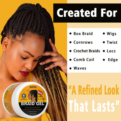 Goiple 16 oz Braiding Gel – Big Capacity, Strong Hold for Twists, Locs, Edges & Cornrows