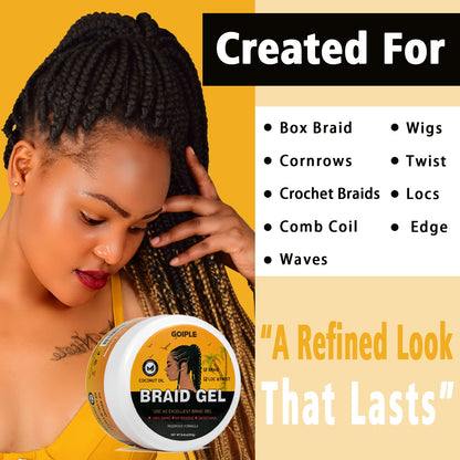 Goiple Strong Hold Braiding Gel for Twists, Locs & Edges – Includes Magnetic Pin Wristband & Braiding Tools