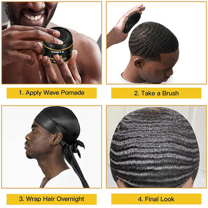 Goiple Natural Wave Pomade – Strong Hold for Men, 360 Waves + Travel Size