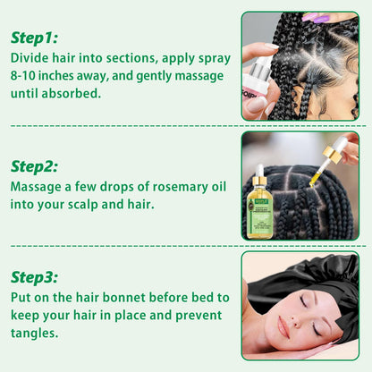 Goiple Braid Spray Rose Mint for Dreads & Locs – Rose Water & Rosemary Oil Kit