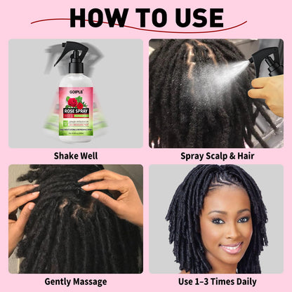 Goiple Rose Water Spray for Locs — Hydrating Hair Moisturizer with Peppermint & Castor Oil (250ML)