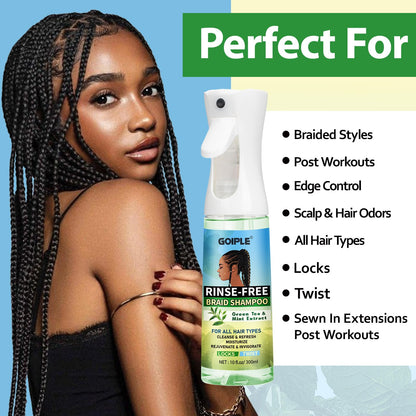 Goiple 10oz Rinse-Free Shampoo for Braids | No-Water Cleanse for Locs, Twists & Weaves