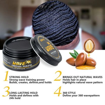 Goiple Wave Pomade for Men – Strong Hold, Easy Wash, Layered Waves, Silky Shine (Red)