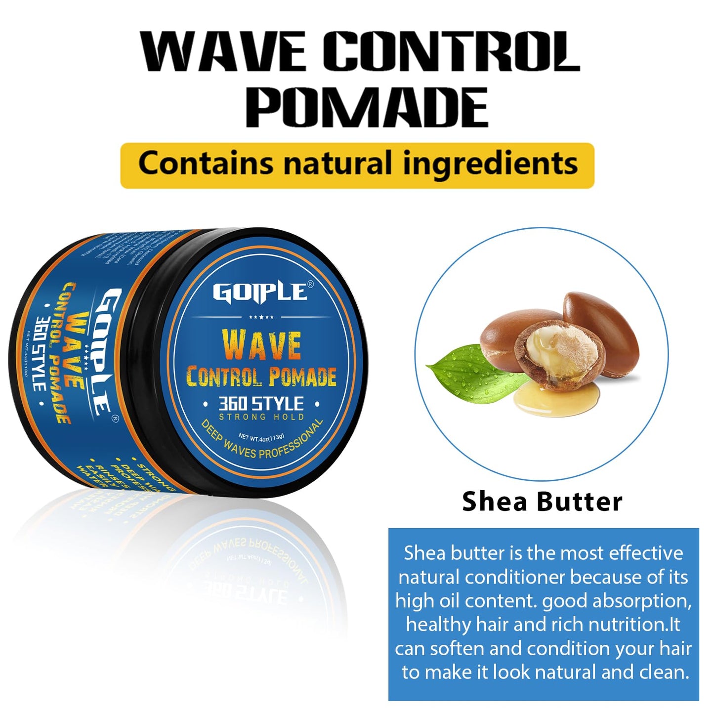 Goiple 360 Wave Pomade Strong Hold Kit for Men — Wave Butter, Brushes & Silky Durags