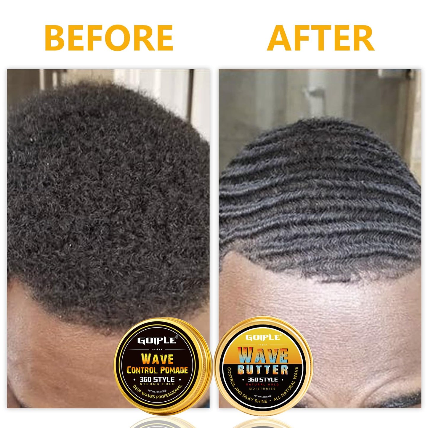 Goiple 360 Wave Shampoo & Strong Hold Pomade Kit for Men