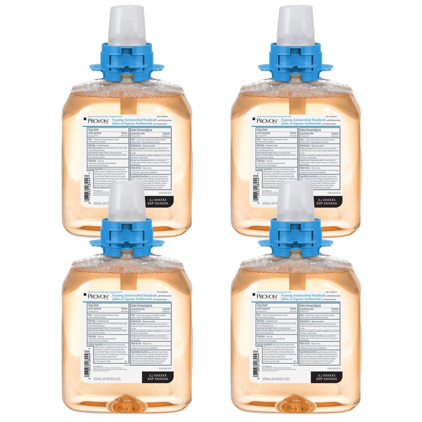 GOJO PROVON Foaming Antimicrobial Handwash with Moisturizers – 1250 mL Refill for FMX-12 Dispenser (Pack of 4) – 5186-04