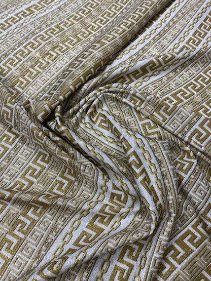 Gold Geometric Lurex Fabric by the Metre