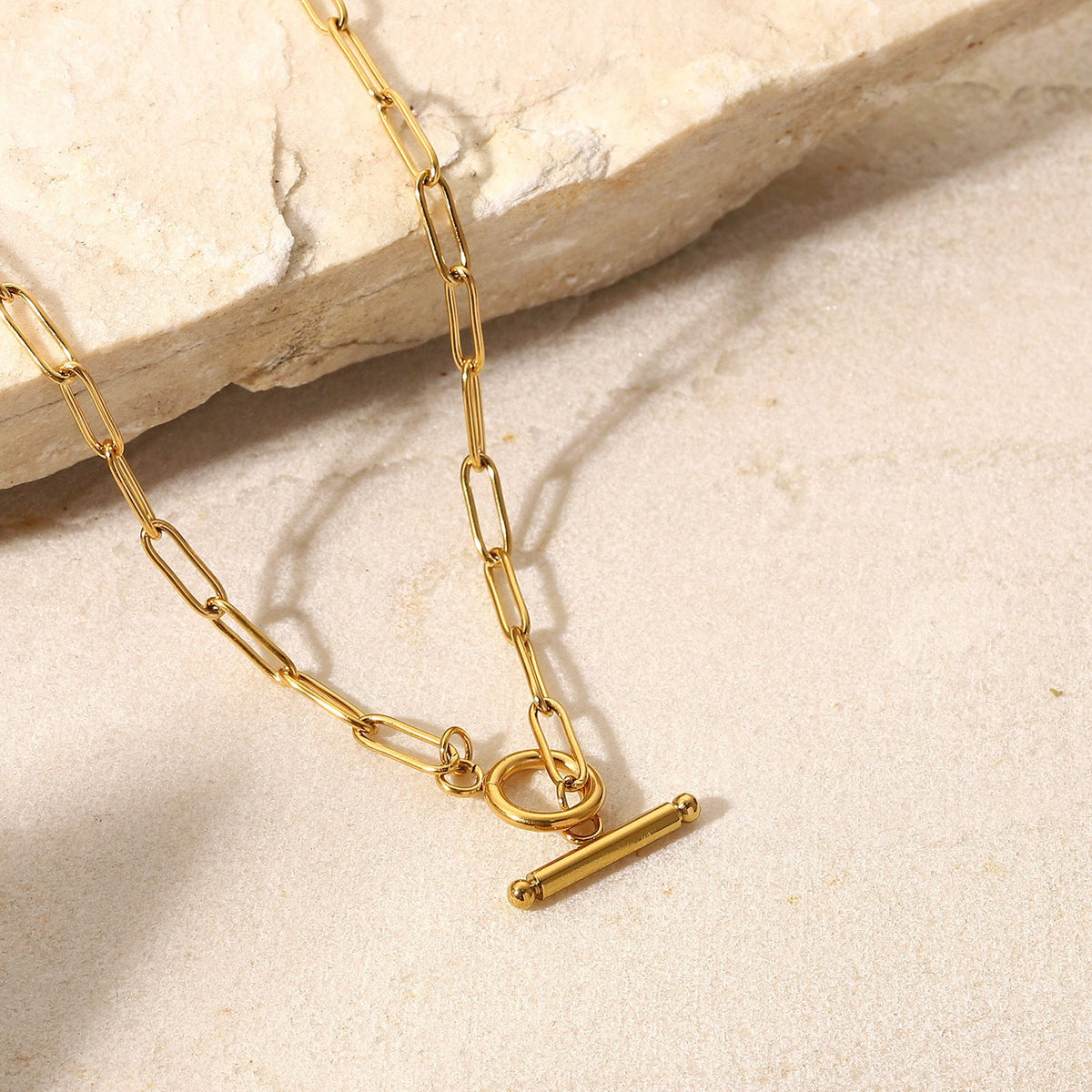 Gold Geometric Stainless Steel OT Chain Necklace
