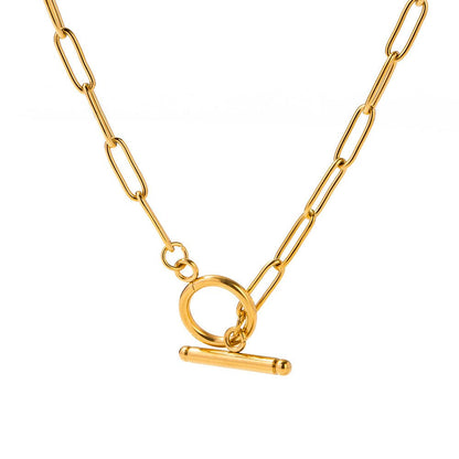 Gold Geometric Stainless Steel OT Chain Necklace