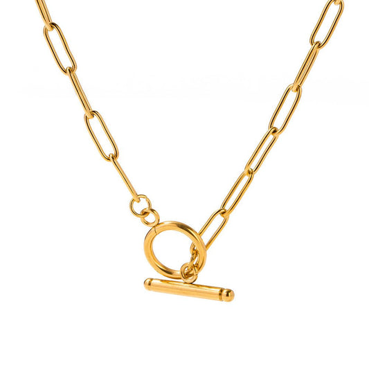Gold Geometric Stainless Steel OT Chain Necklace
